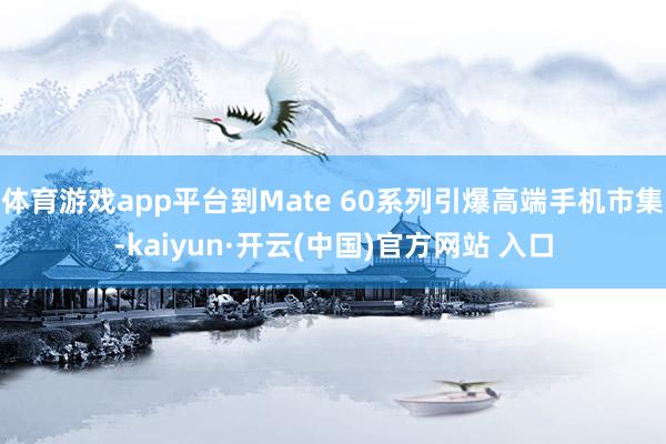   体育游戏app平台到Mate 60系列引爆高端手机市集-kaiyun·开云(中国)官方网站 入口